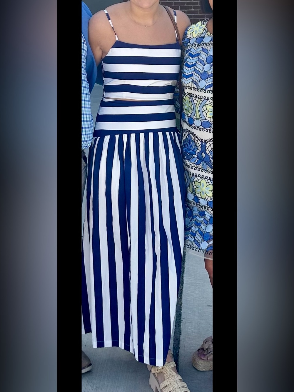 Navy & White Striped Maxi Skirt Set